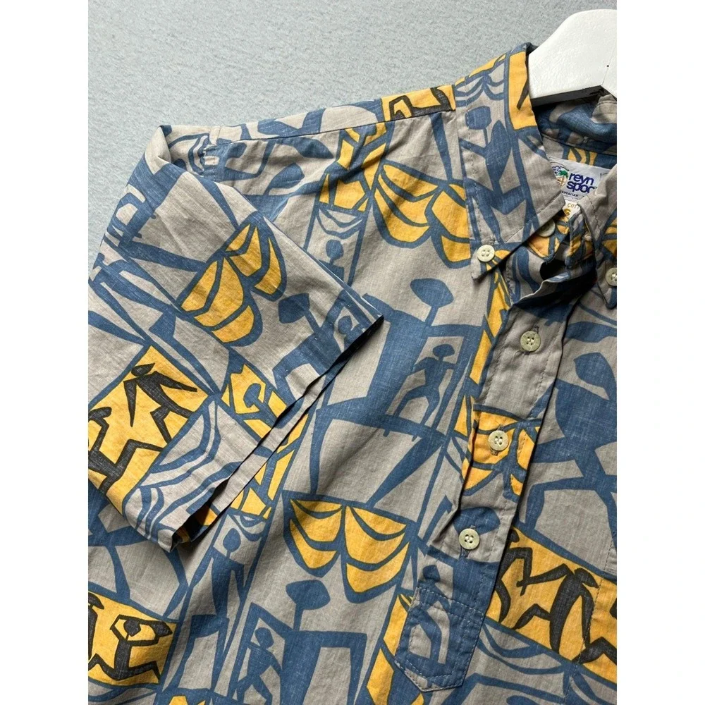 VTG Reyn Spooner S (21x27) Hawaiian Aloha Shirt Made Hawaii Abstract Art 80s